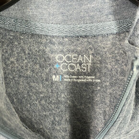 Ocean Coast Sweater Men Medium Blue Sweatshirt 1/4 Zip Cotton Blend Casual Beach - Picture 5 of 9